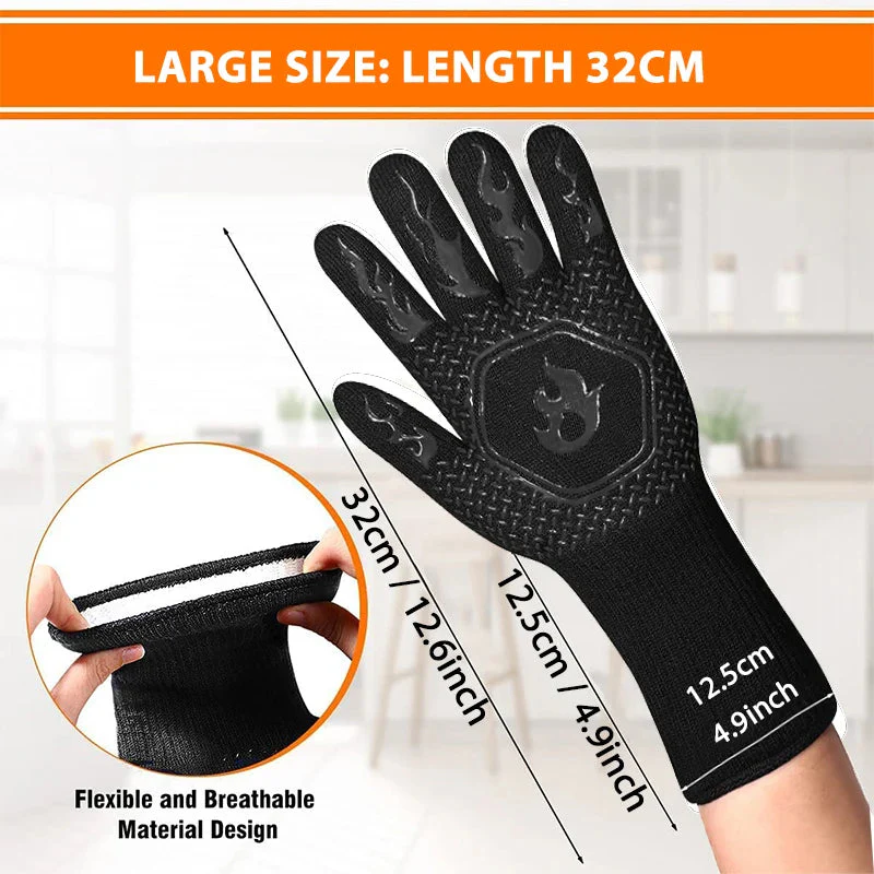 Heat-Resistant Grill & Oven Glove | Fireproof up to 1472°F | Silicone Non-Slip & Cotton Lining - Image 4