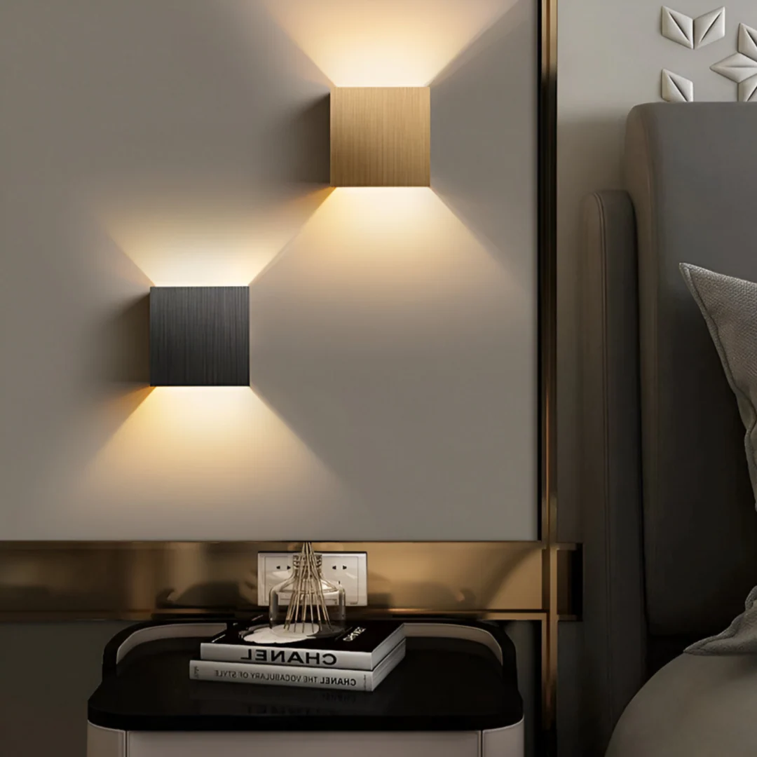 Indoor LED Wall Light | Nordic Cube Design | Warm & Cool Light | USB Rechargeable & Hardwired - Image 2