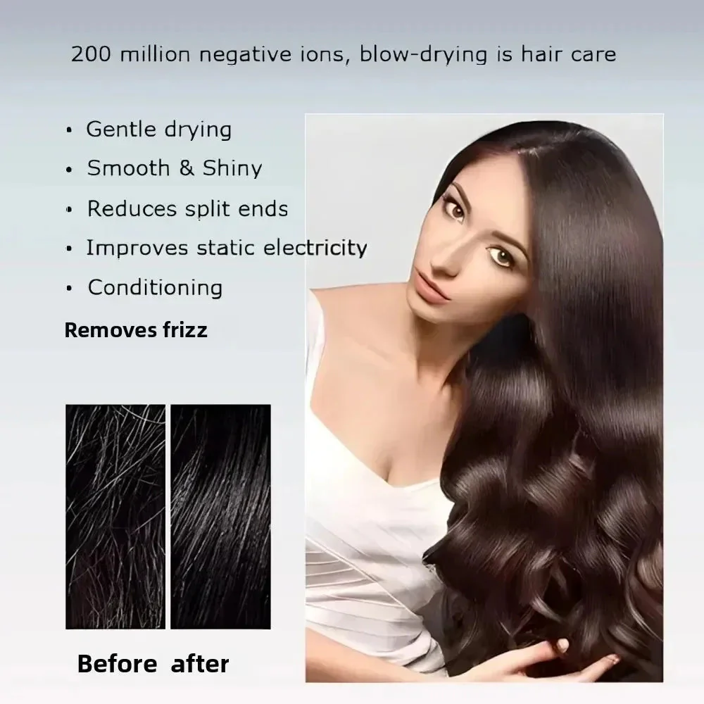 Ionic Hair Dryer | 200 Million Negative Ions | Intelligent Temperature Control
