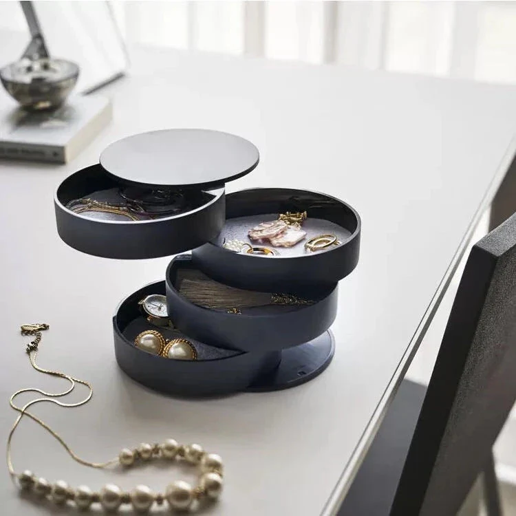 Jewelry Box | 5-Tier Rotating Design | Dustproof Lid & Soft Fleece Lining | Travel-Friendly - Image 5
