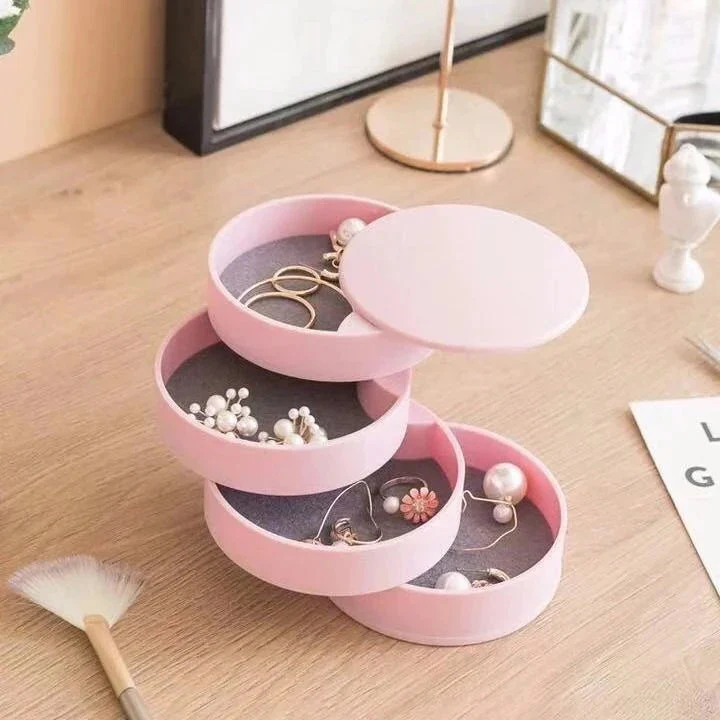 Jewelry Box | 5-Tier Rotating Design | Dustproof Lid & Soft Fleece Lining | Travel-Friendly - Image 6