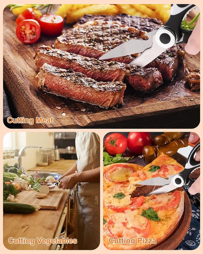 Kitchen Scissors | Heavy-Duty Stainless Steel Blades | Nutcracker & Bottle Opener | Ergonomic Handle - Image 2
