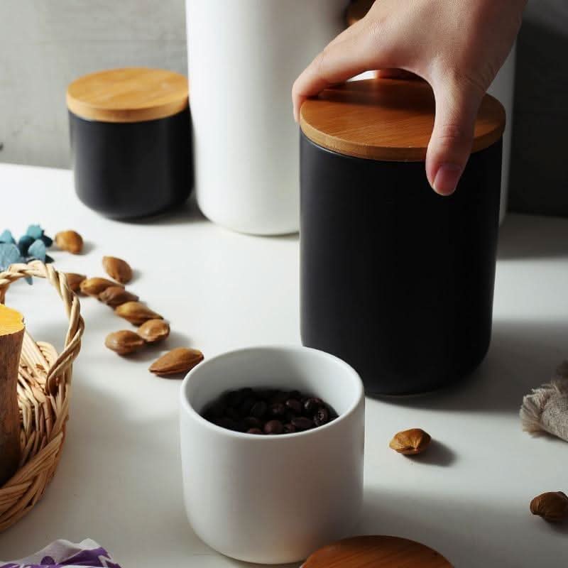 Kitchen Storage Container | Airtight Design | Ceramic Body & Bamboo Lid | Eco-Friendly - Image 2
