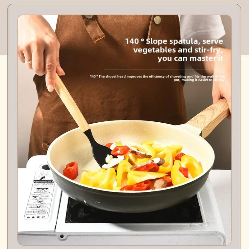 Kitchen Utensil Set | Heat-Resistant Silicone & Wood Handles | 12-Piece | Gentle on Nonstick Pans - Image 4