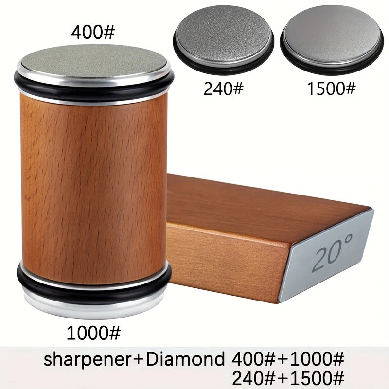Knife Sharpening Stone Set | Diamond-Coated Stone with Magnetic Angle Guide | Preset 15° & 20° Sharpening Angles