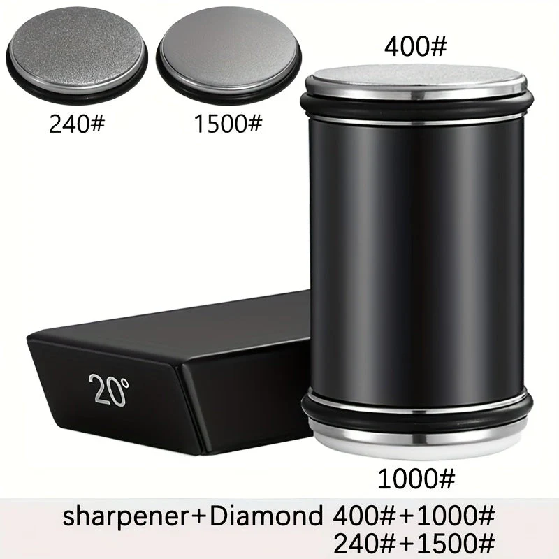 Knife Sharpening Stone Set | Diamond-Coated Stone with Magnetic Angle Guide | Preset 15° & 20° Sharpening Angles - Image 3