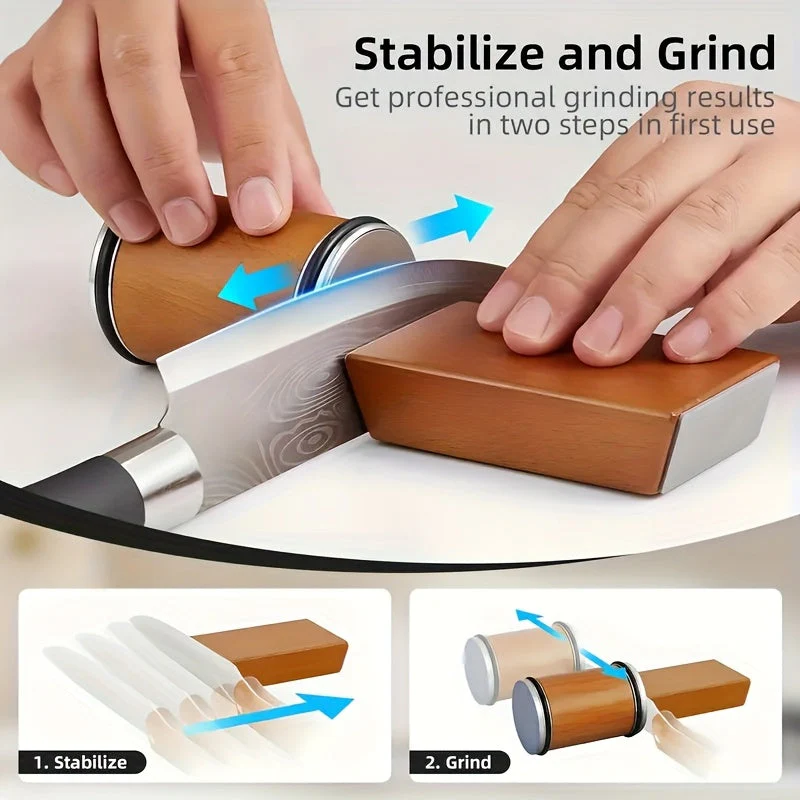 Knife Sharpening Stone Set | Diamond-Coated Stone with Magnetic Angle Guide | Preset 15° & 20° Sharpening Angles - Image 6