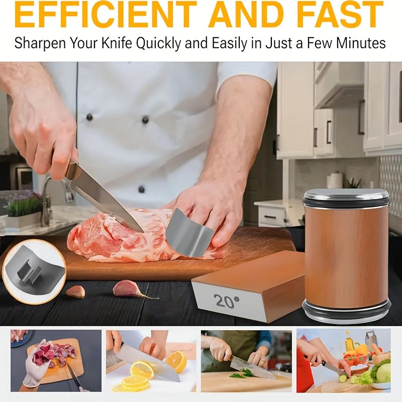 Knife Sharpening Stone Set | Diamond-Coated Stone with Magnetic Angle Guide | Preset 15° & 20° Sharpening Angles - Image 7