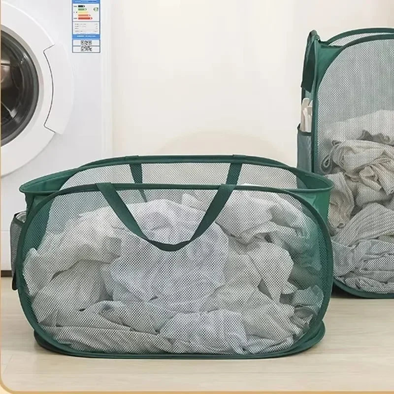 Laundry Basket | Pop-Up Folding Design | Single or Double Compartment & Side Pocket