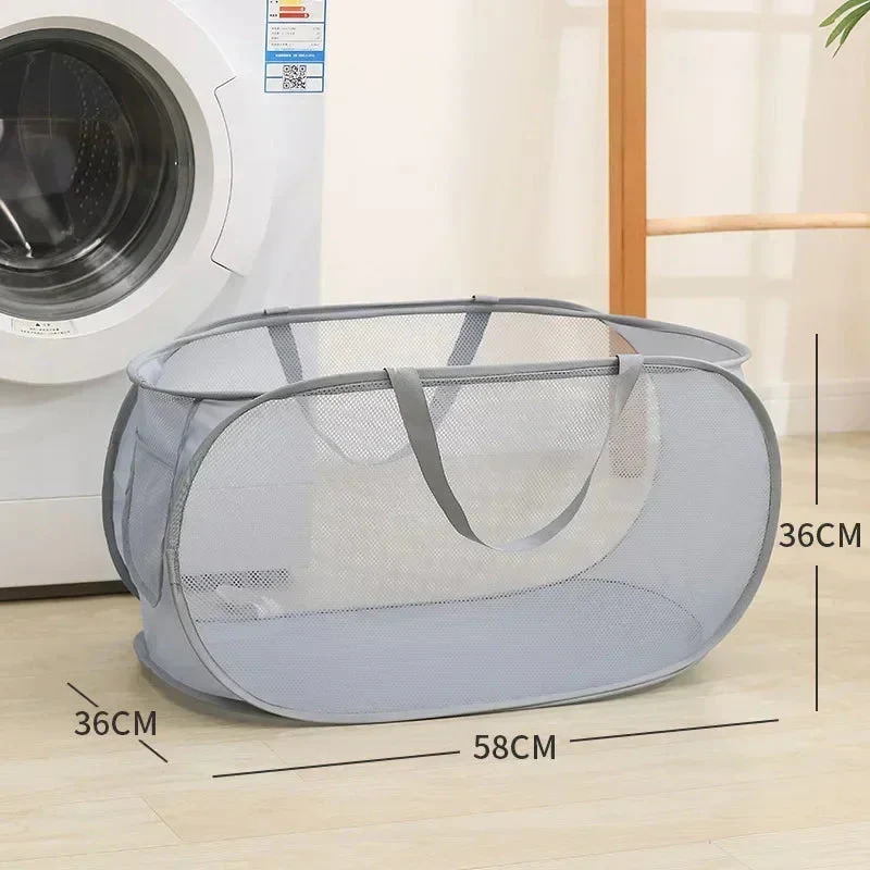 Laundry Basket | Pop-Up Folding Design | Single or Double Compartment & Side Pocket - Image 8