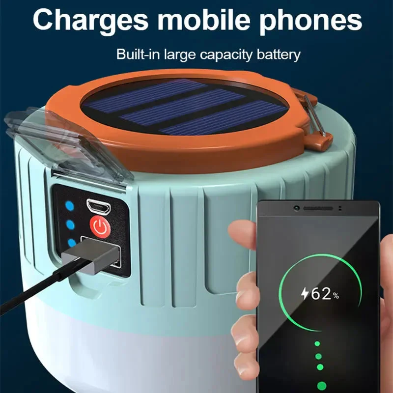 LED Camping Lamp | Solar & USB Rechargeable | Remote & Battery Indicator | Camping & Emergency Use - Image 2