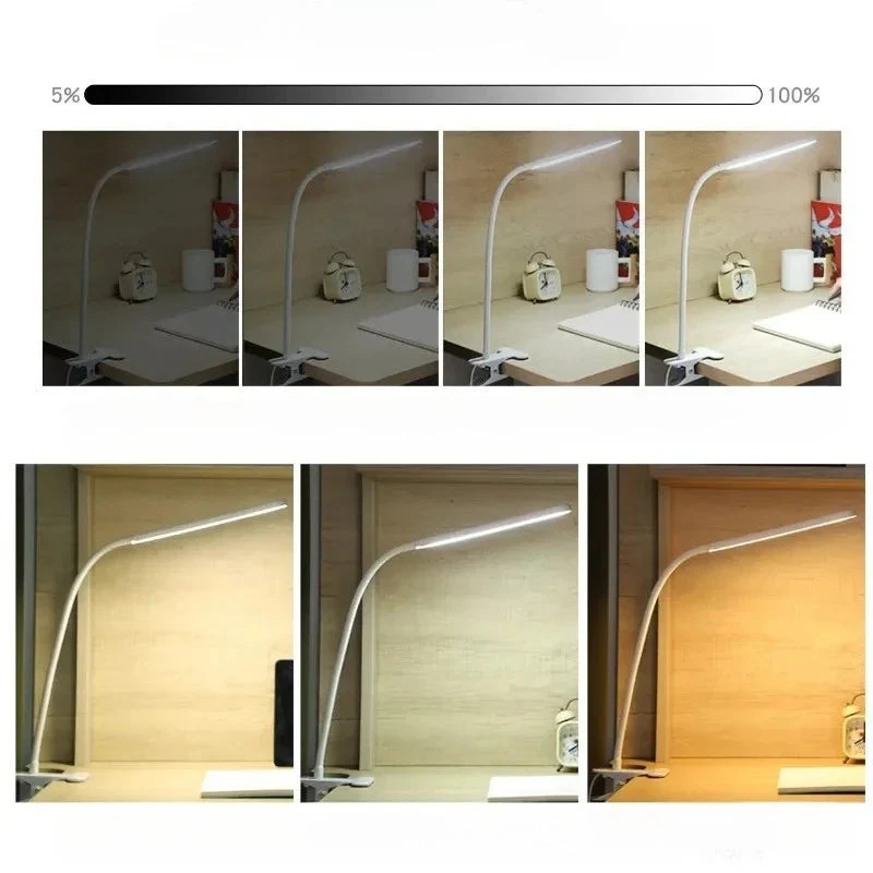 LED Clip Lamp | Adjustable Color Temps & 10 Brightness Levels | Flexible Gooseneck | USB Powered - Image 5