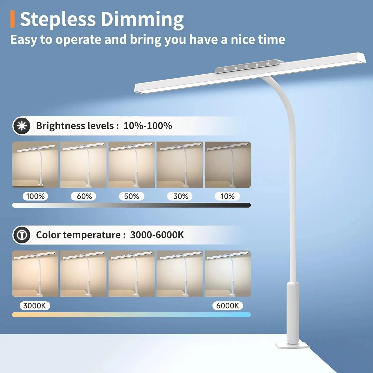 LED Desk Lamp | Extra-Wide Light Field | Stepless Dimming & Adjustable Color Temperature - Image 3