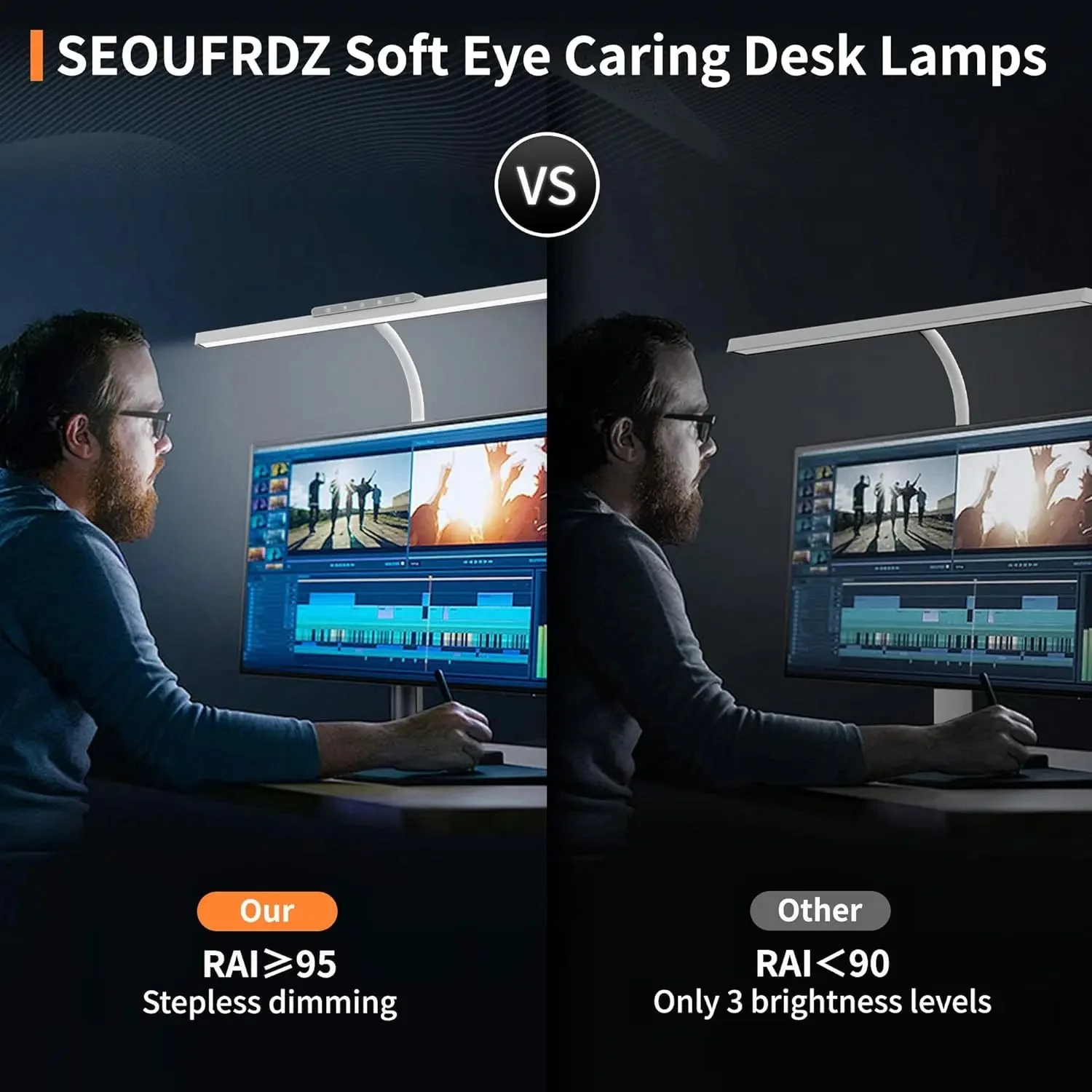 LED Desk Lamp | Extra-Wide Light Field | Stepless Dimming & Adjustable Color Temperature - Image 5