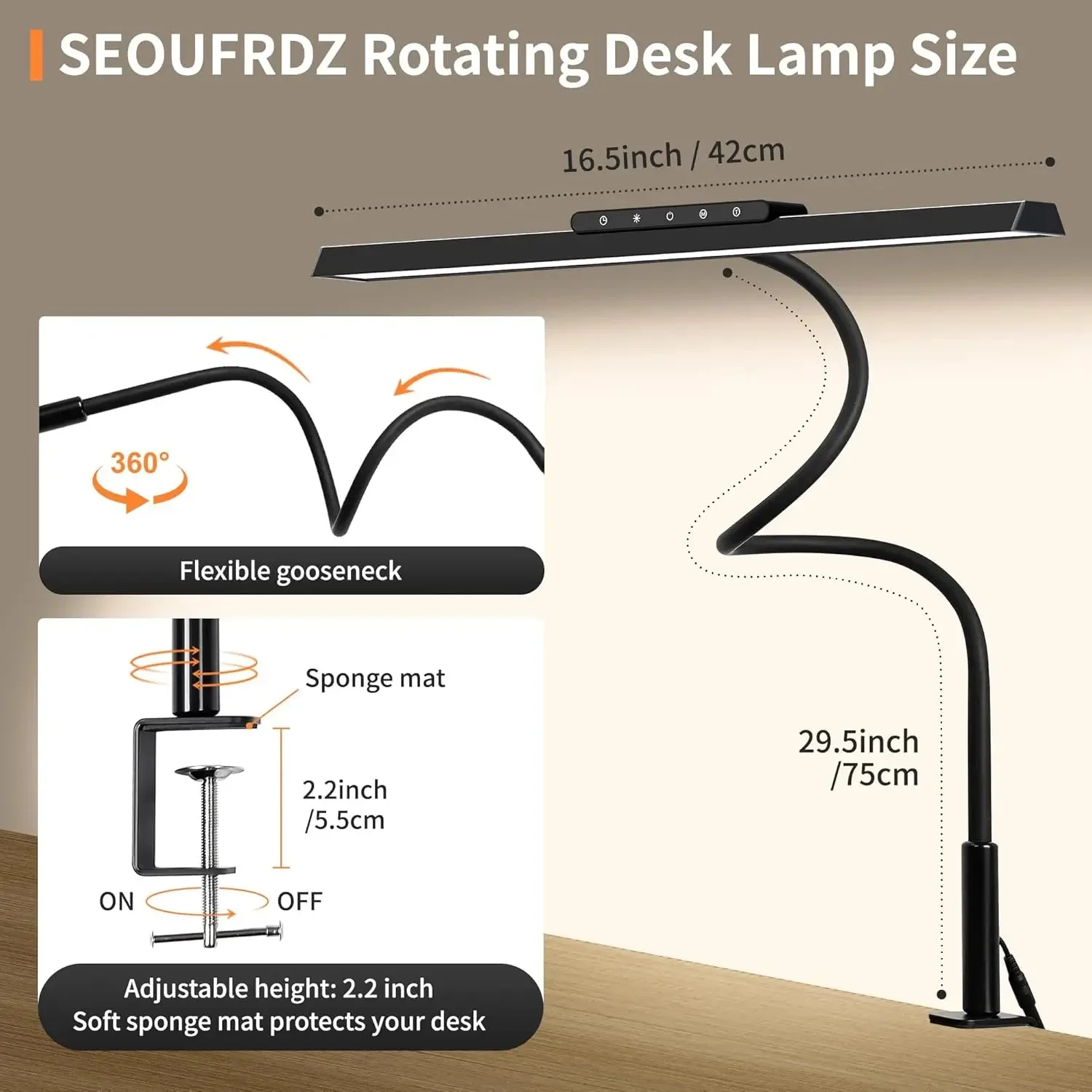 LED Desk Lamp | Extra-Wide Light Field | Stepless Dimming & Adjustable Color Temperature - Image 6