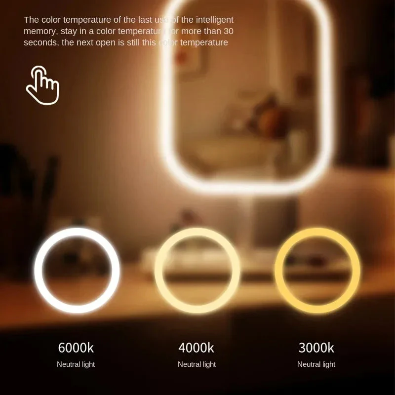 LED Make-up Spiegel | 3 Lichtfarben | Touch-Steuerung | Modernes Design - Image 6