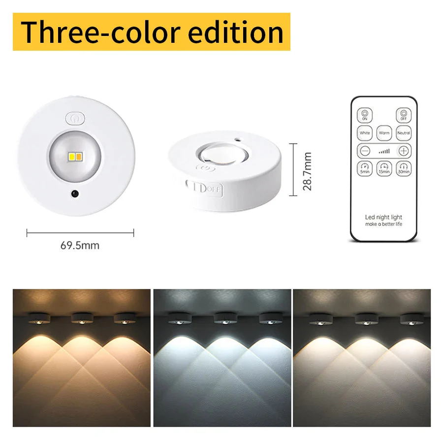LED Spotlight | Wireless & Rechargeable | 12 RGB Colors & Dimmable | Magnetic Mount
