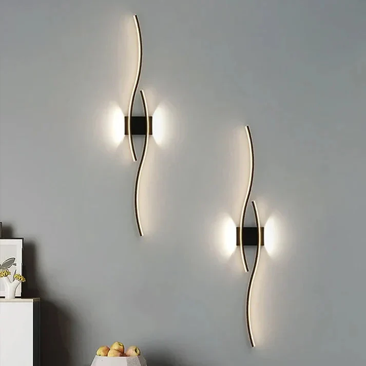 LED Wall Light | Wave Design | Integrated LED & Warm White | 23.6×5.9 in