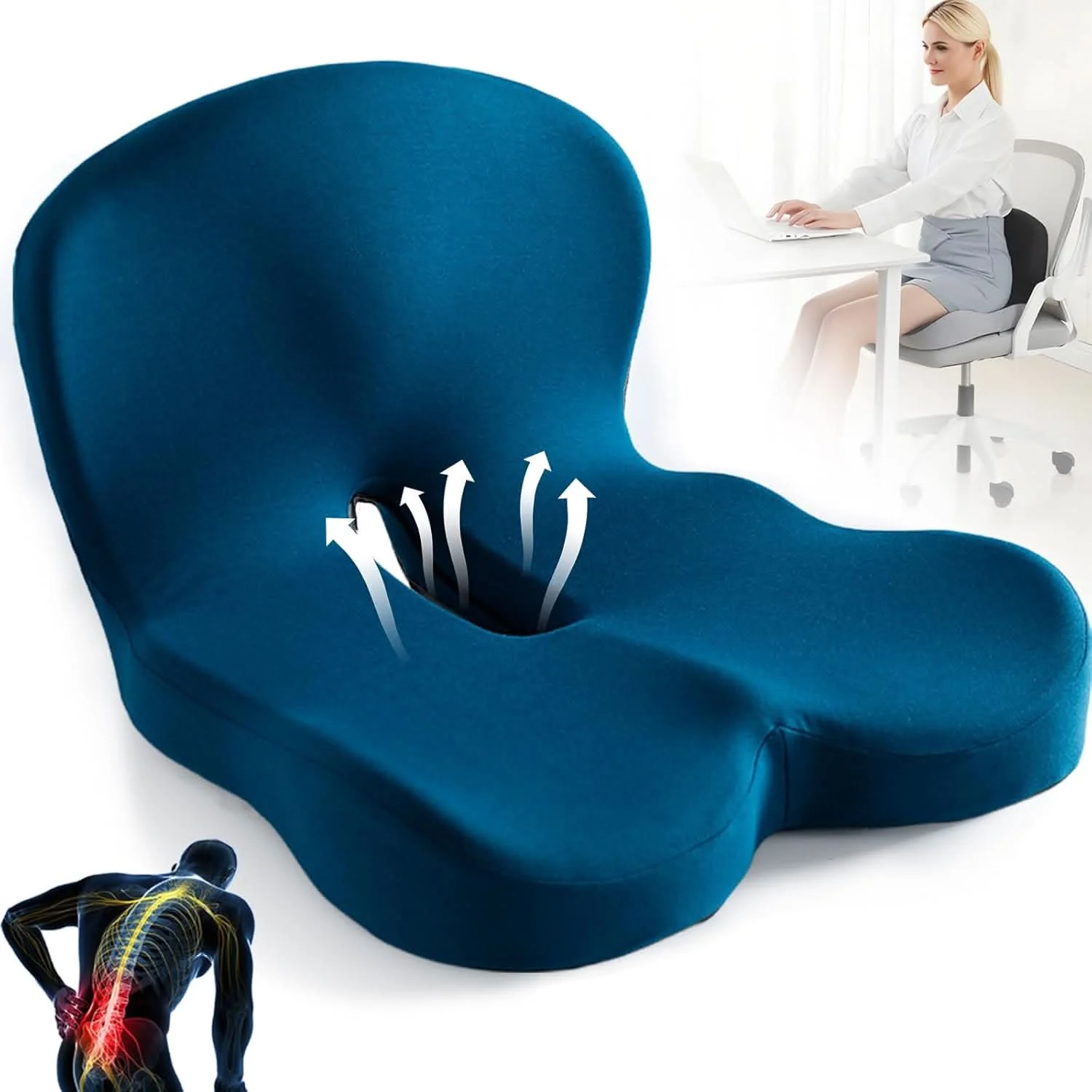 Lumbar Support Cushion for Office & Car | Memory Foam | Removable Washable Cover | Posture Support - Image 13
