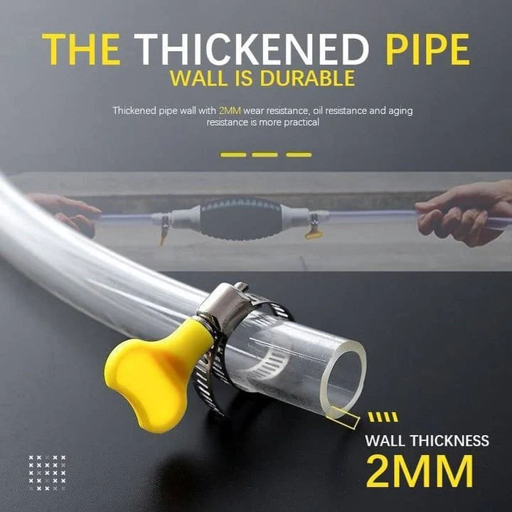 Manual Siphon Pump | Hand-Operated Quick Transfer | Suction Bulb & 2m Hose
