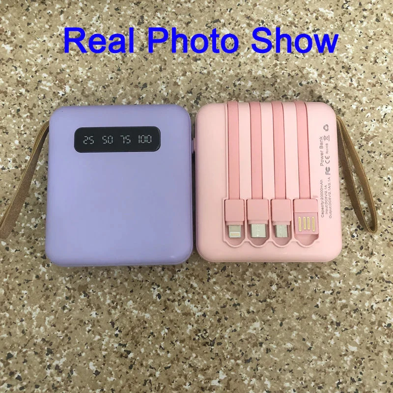 Mini Power Bank | Integrated Multi-Cables | 20,000 mAh | Mirror LED Display - Image 4