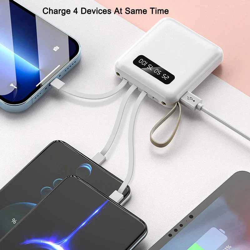 Mini Power Bank | Integrated Multi-Cables | 20,000 mAh | Mirror LED Display - Image 5