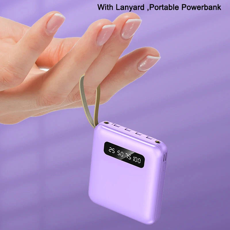 Mini Power Bank | Integrated Multi-Cables | 20,000 mAh | Mirror LED Display - Image 6