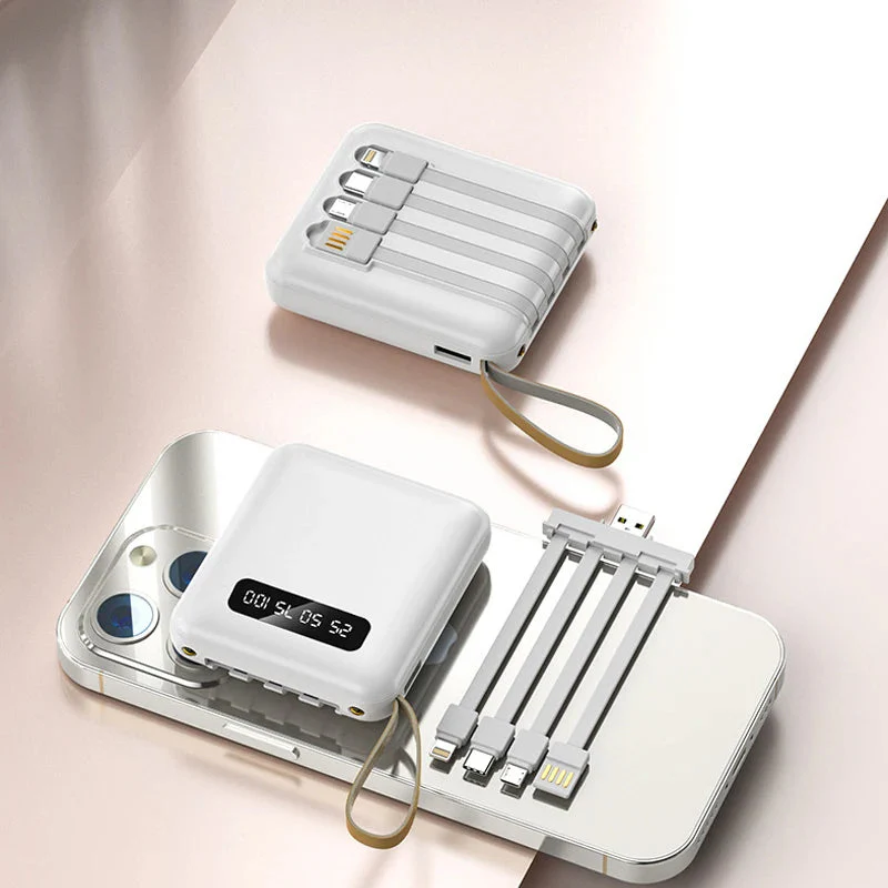 Mini Power Bank | Integrated Multi-Cables | 20,000 mAh | Mirror LED Display - Image 7