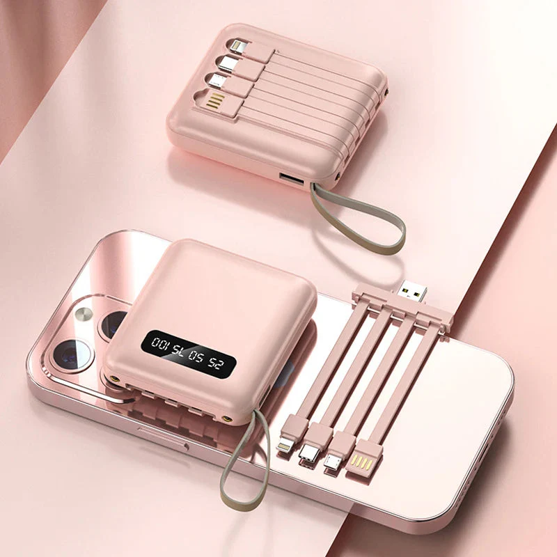 Mini Power Bank | Integrated Multi-Cables | 20,000 mAh | Mirror LED Display - Image 8