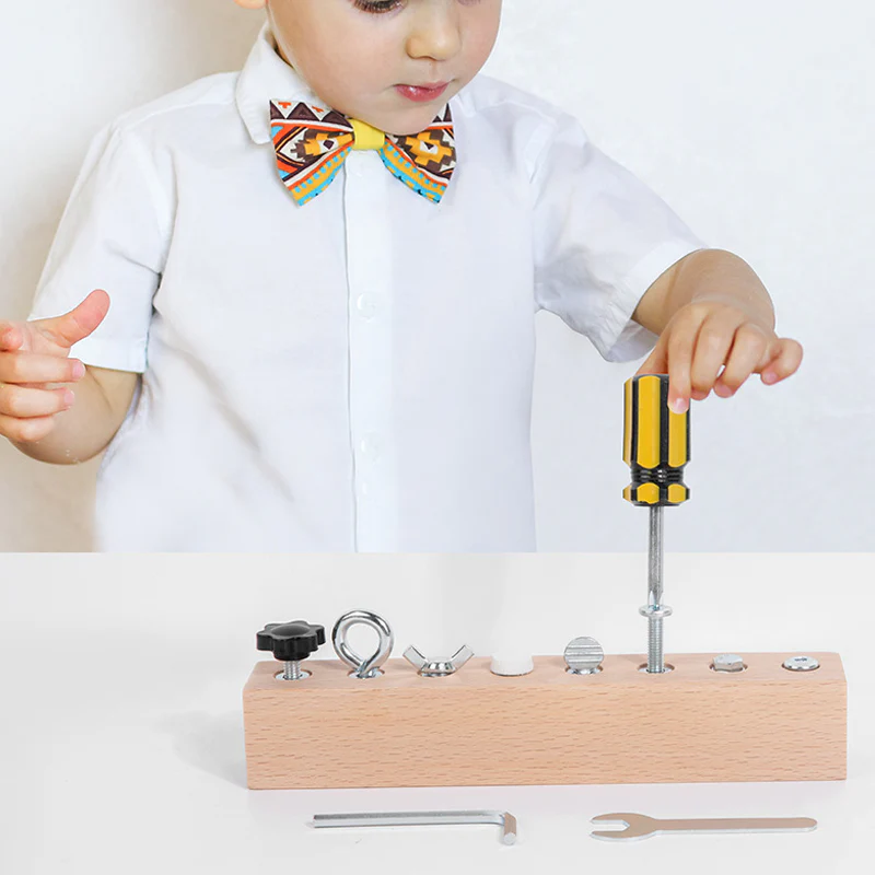 Montessori Screw Board | Wooden Fine Motor Toy | Beech Wood | Hand-Eye Coordination - Image 6