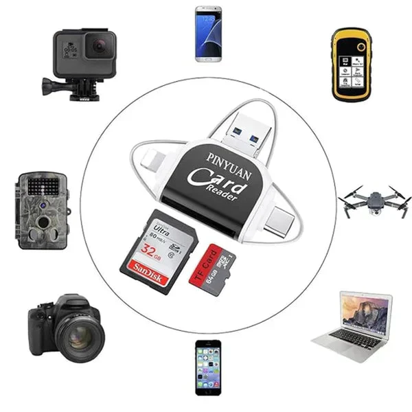 MultiPortX - 4-in-1 universal multiport SD/TF card reader