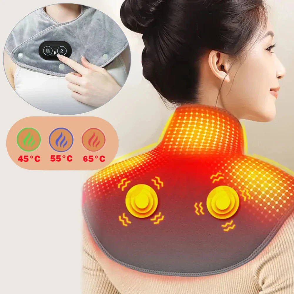 Neck & Shoulder Massager | USB Heated with Vibration & 3 Heat Settings | Plush Velvet | Relaxation