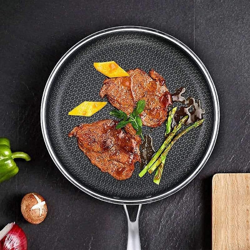 Non-Stick Frying Pan | Honeycomb Stainless Steel | Induction Compatible | Scratch-Resistant - Image 3