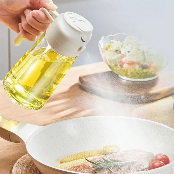 Oil Sprayer & Pourer | 2-in-1 Spray & Pour Design | BPA-Free Glass Bottle, 20.3 fl oz