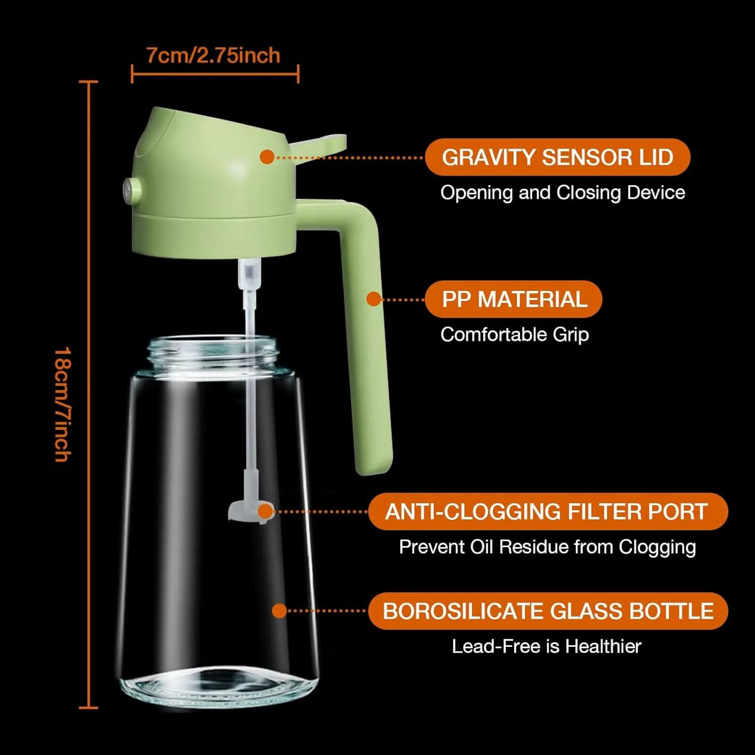 Oil Sprayer & Pourer | 2-in-1 Spray & Pour Design | BPA-Free Glass Bottle, 20.3 fl oz - Image 11