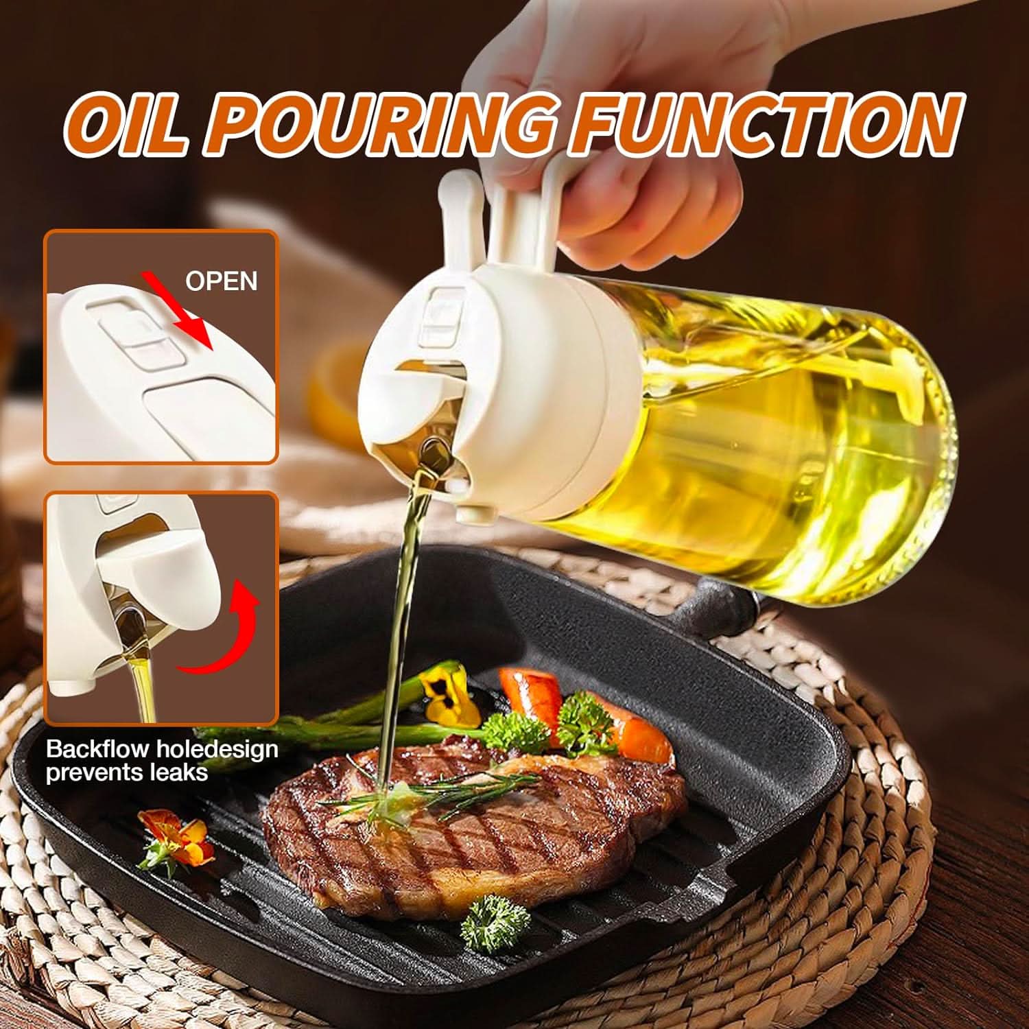 Oil Sprayer & Pourer | 2-in-1 Spray & Pour Design | BPA-Free Glass Bottle, 20.3 fl oz - Image 13