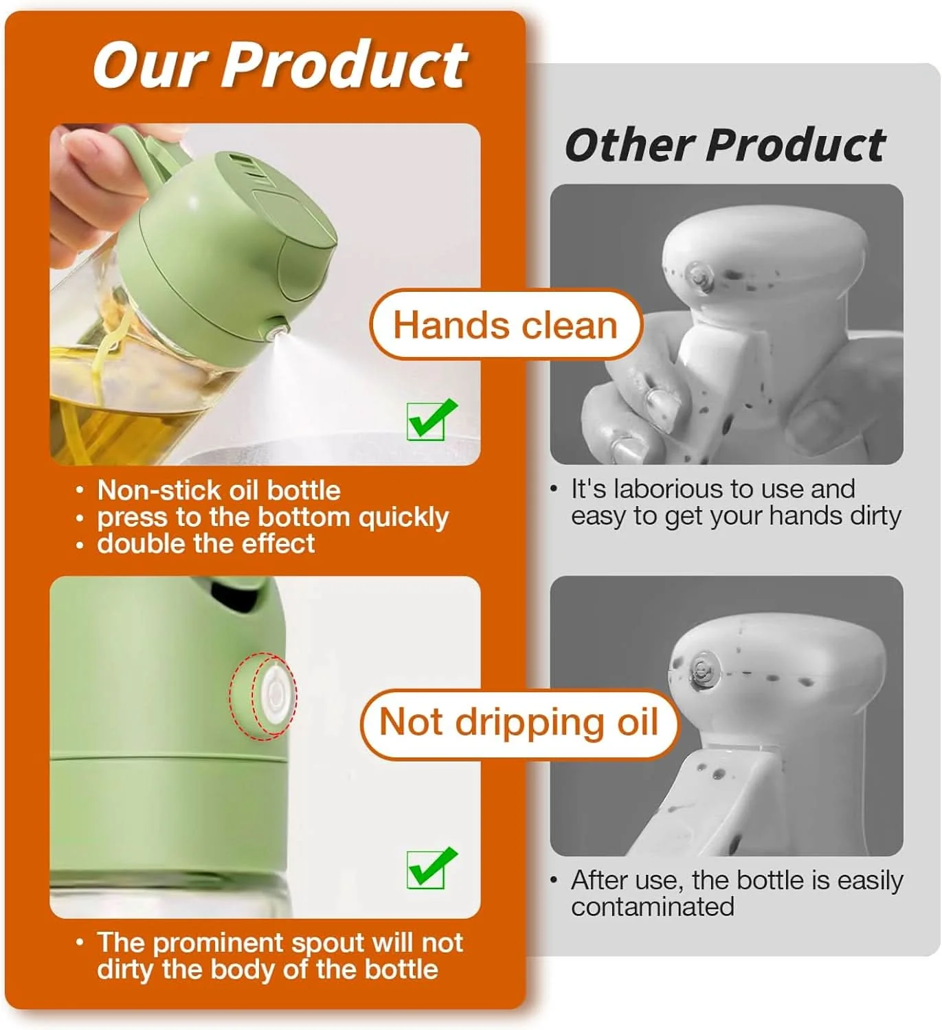 Oil Sprayer & Pourer | 2-in-1 Spray & Pour Design | BPA-Free Glass Bottle, 20.3 fl oz - Image 8