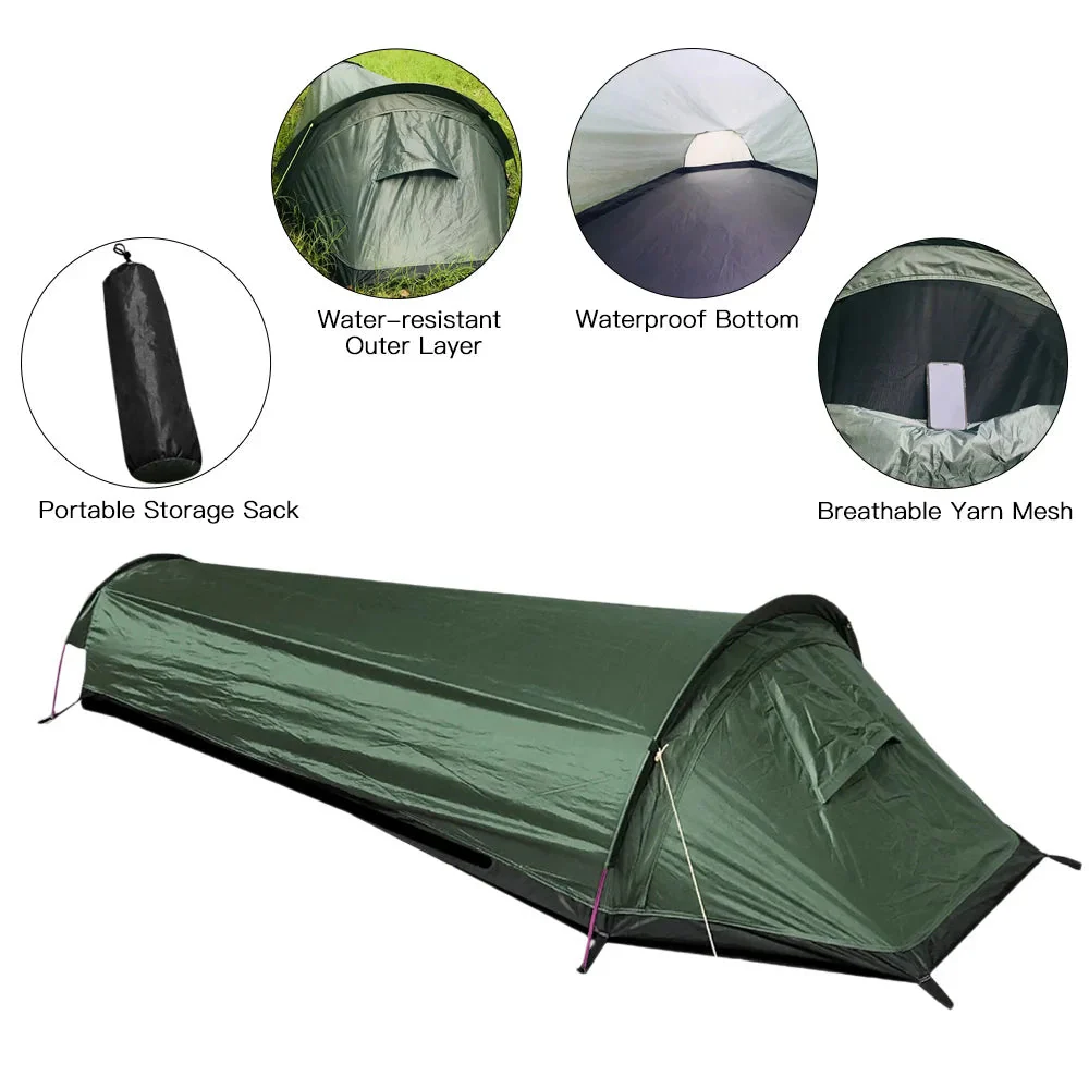 One-Person Tent | Ultralight 1.52 lb Quick Setup | Breathable Polyester & Waterproof Oxford Floor - Image 2