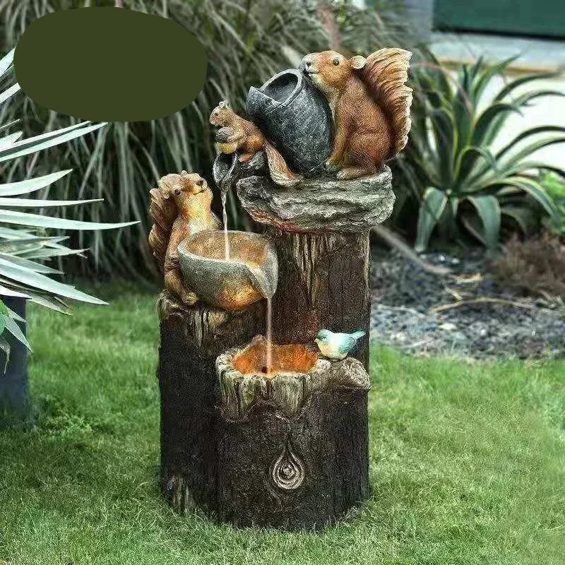 Outdoor Garden Fountain | Duck & Squirrel Figurine | Solar LED | Weather-Resistant Resin - Image 6