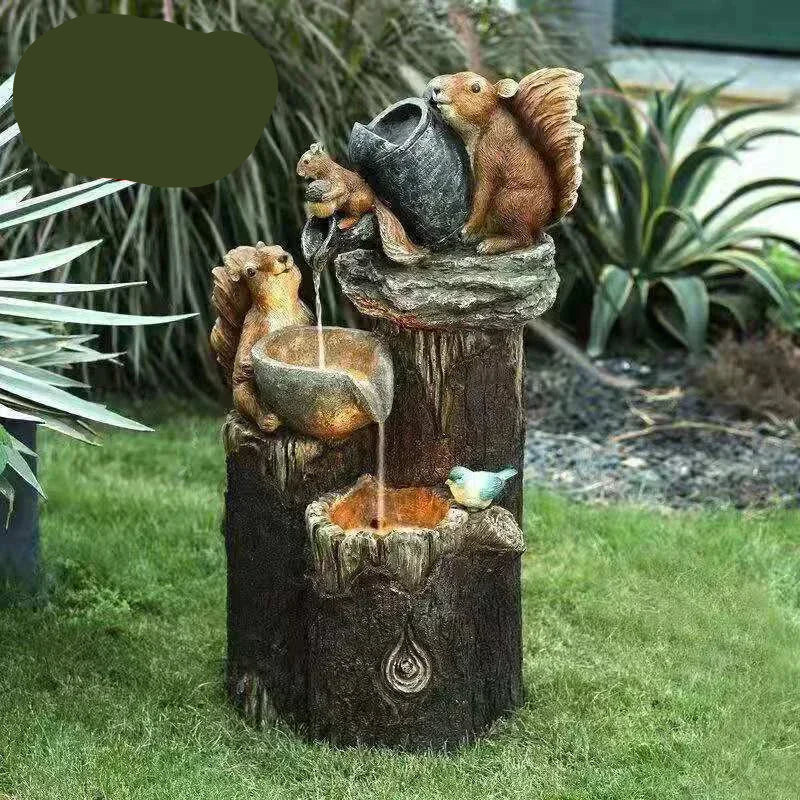 Outdoor Garden Fountain | Duck & Squirrel Figurine | Solar LED | Weather-Resistant Resin - Image 8