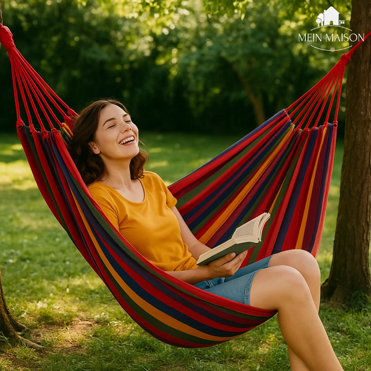 Outdoor Hammock | Anti-Tip Design | Durable Canvas & Carrying Bag | Load Capacity 440 lbs - Image 6