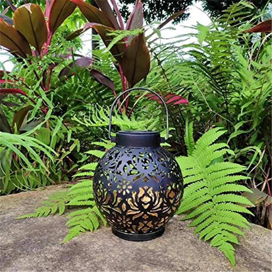 Outdoor Solar Hanging Lantern | Pattern-Projecting Warm White LED | Weather-Resistant Iron - Image 6