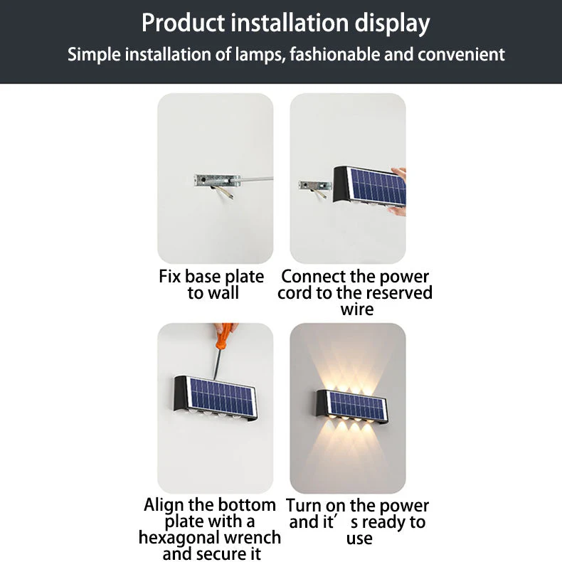 Outdoor Solar Wall Light | Rectangular Sleek Design | Solar LED, Waterproof | Warm/White/RGB - Image 13