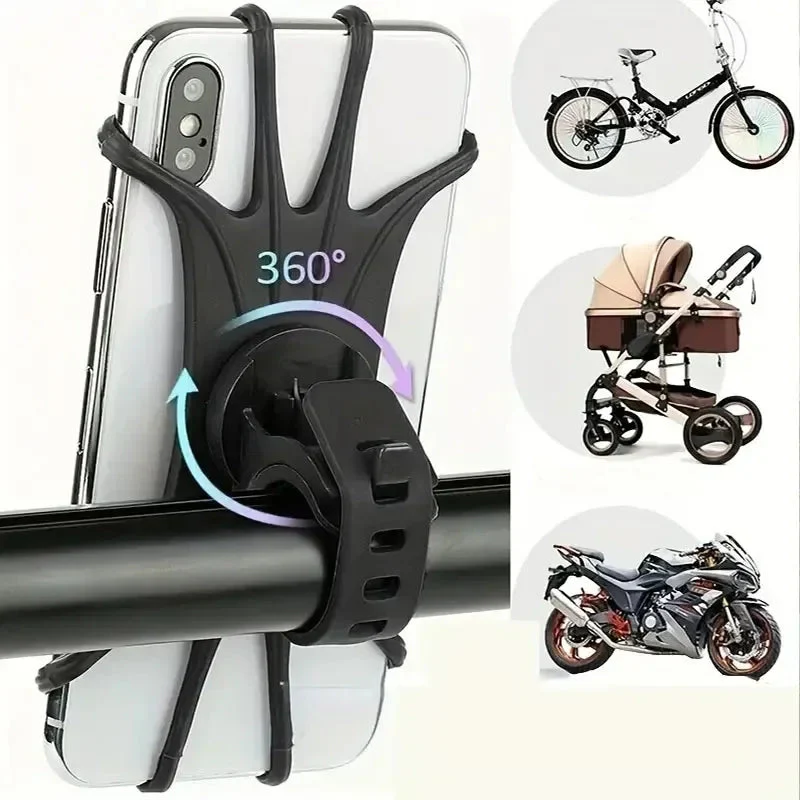 Phone Holder for Bicycle & Motorcycle | 360° Rotatable | Universal Silicone & Non-Slip