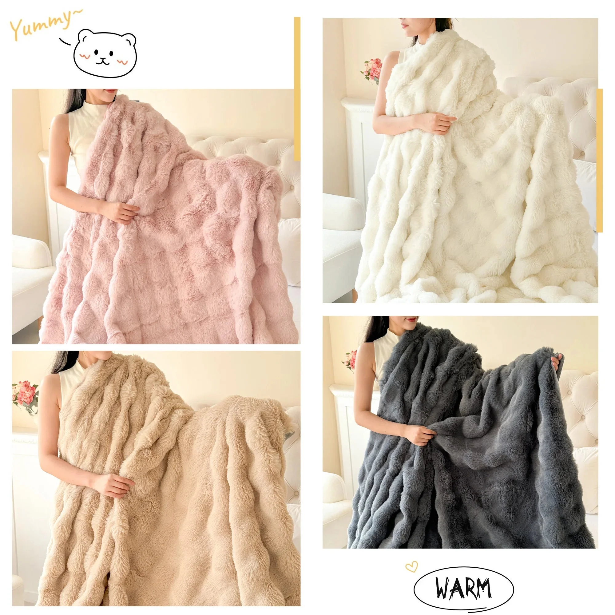 Plush Throw Blanket | Double-Layered & Extra Thick | Soft Faux Rabbit Fur | All-Season Comfort - Image 2