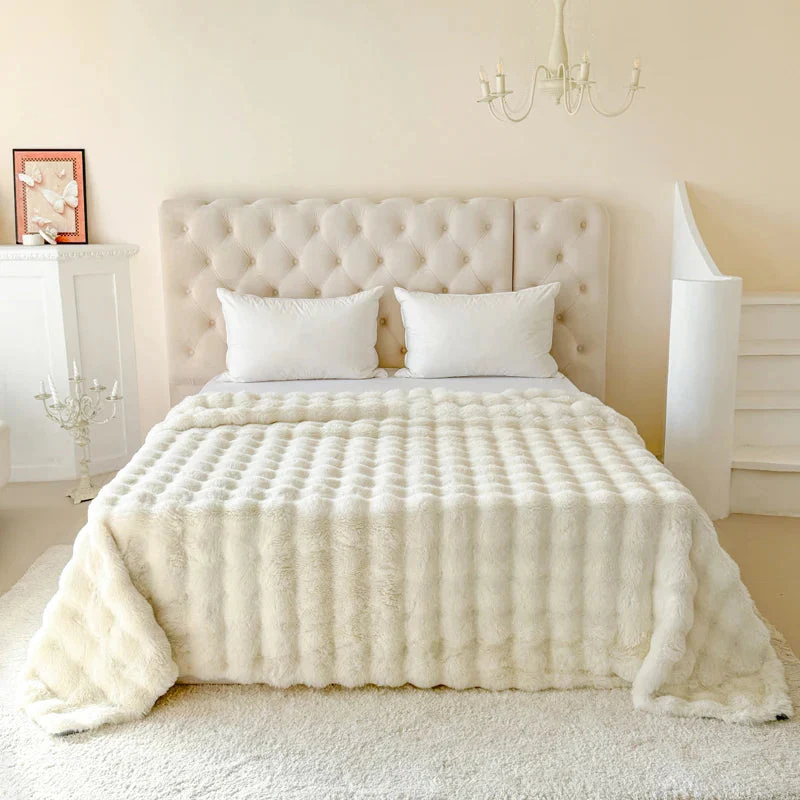 Plush Throw Blanket | Double-Layered & Extra Thick | Soft Faux Rabbit Fur | All-Season Comfort - Image 3