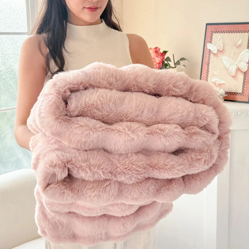 Plush Throw Blanket | Double-Layered & Extra Thick | Soft Faux Rabbit Fur | All-Season Comfort - Image 7