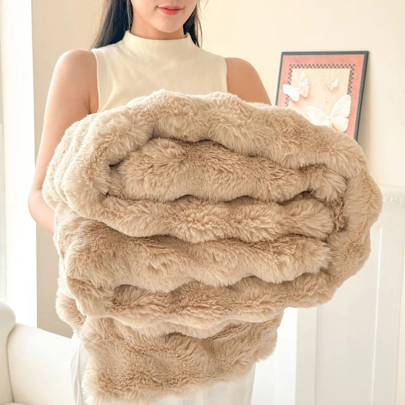 Plush Throw Blanket | Double-Layered & Extra Thick | Soft Faux Rabbit Fur | All-Season Comfort - Image 9