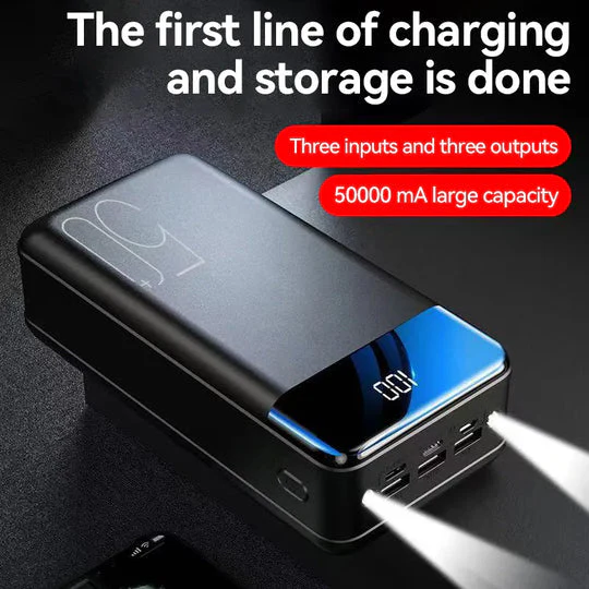 Power Bank | 50,000 mAh Ultra-High Capacity | USB-C & USB-A Fast Charging | Compact Travel Ready - Image 3