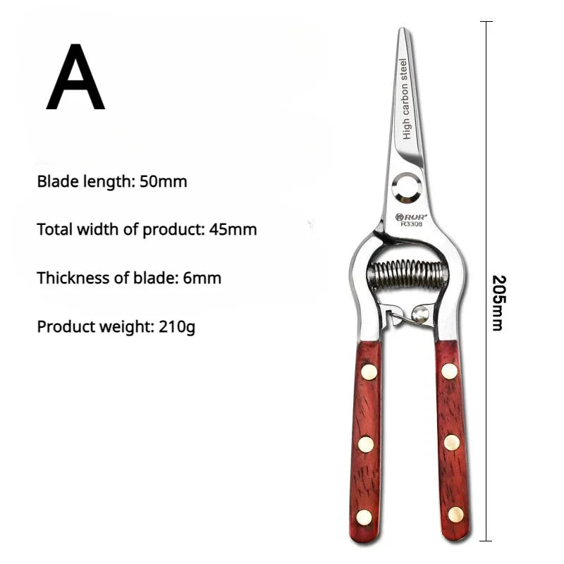 Pruning Shears | Forged Carbon Steel Blade | Natural Wood Handle, 20 cm | Comfortable Grip - Image 3